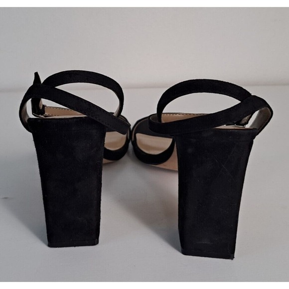 Ann Taylor Women's Chunky Heels 4" Size 9M Black Open Toe Wedding Prom Holiday - Picture 4 of 6